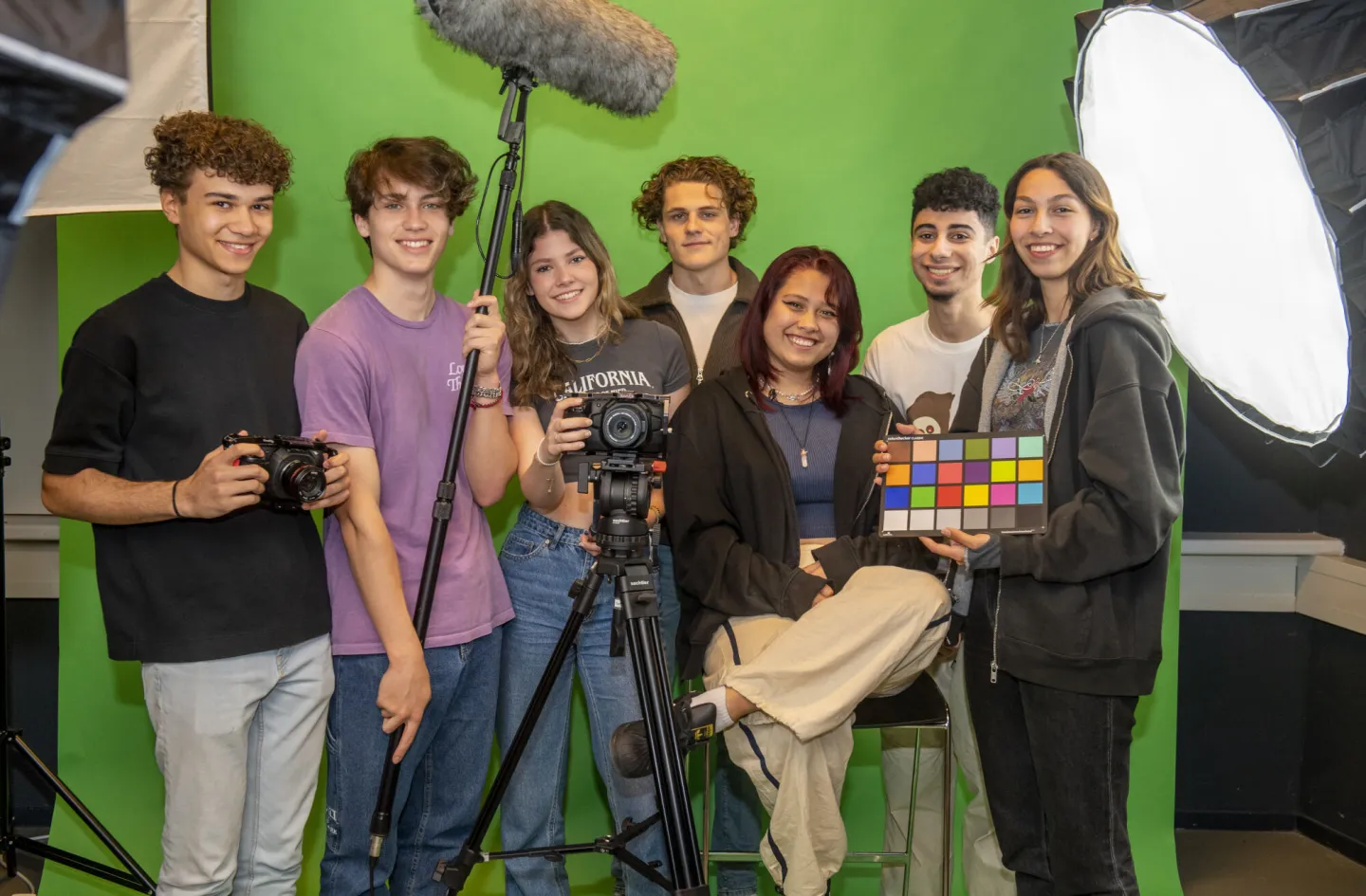 Studenten Media in greenscreen lokaal