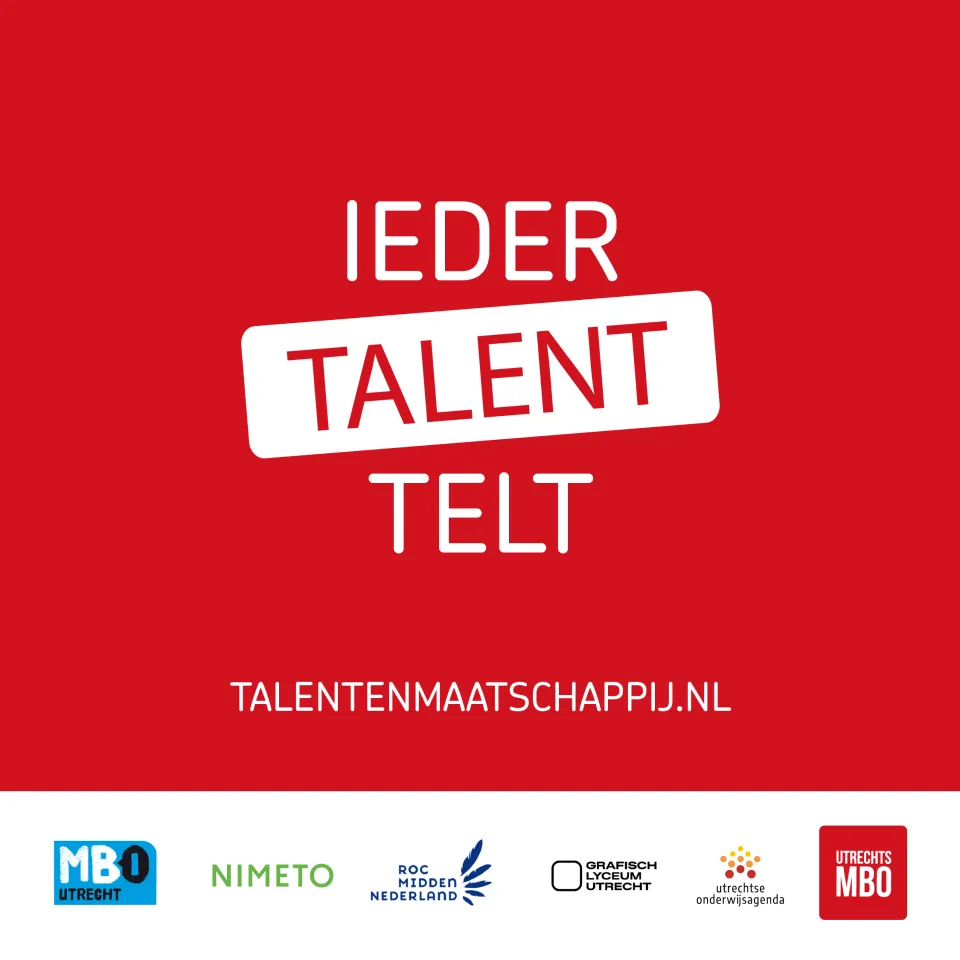 Campagnebeeld met tekst ieder talent telt